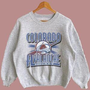 Vtg NHL Colorado Avalanche Hockey Ash Color SweatShirt Unisex Men Women